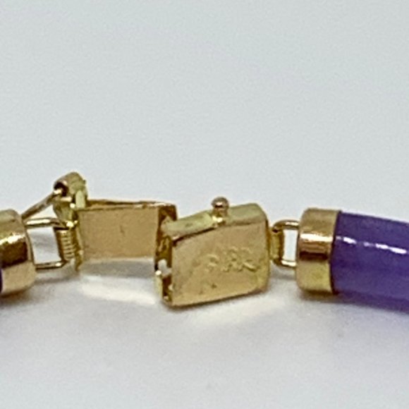 Purple Jade and 14k Gold bracelet, size 7.5" - Picture 4 of 5